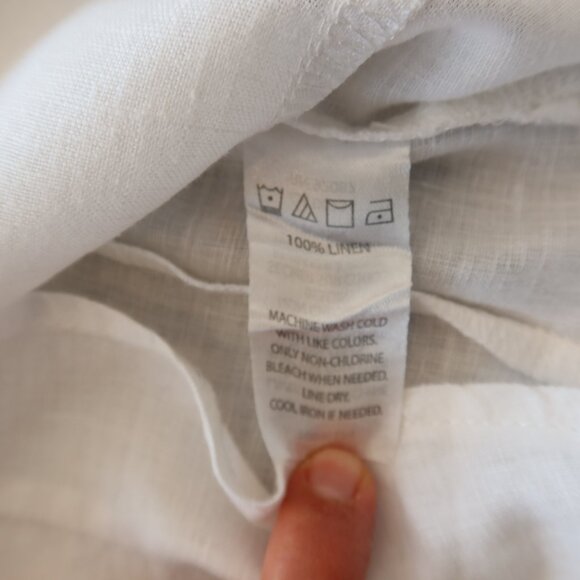 SAKS FIFTH AVENUE 100% linen white shirt top summer basic minimalist popover Sml - Picture 3 of 8